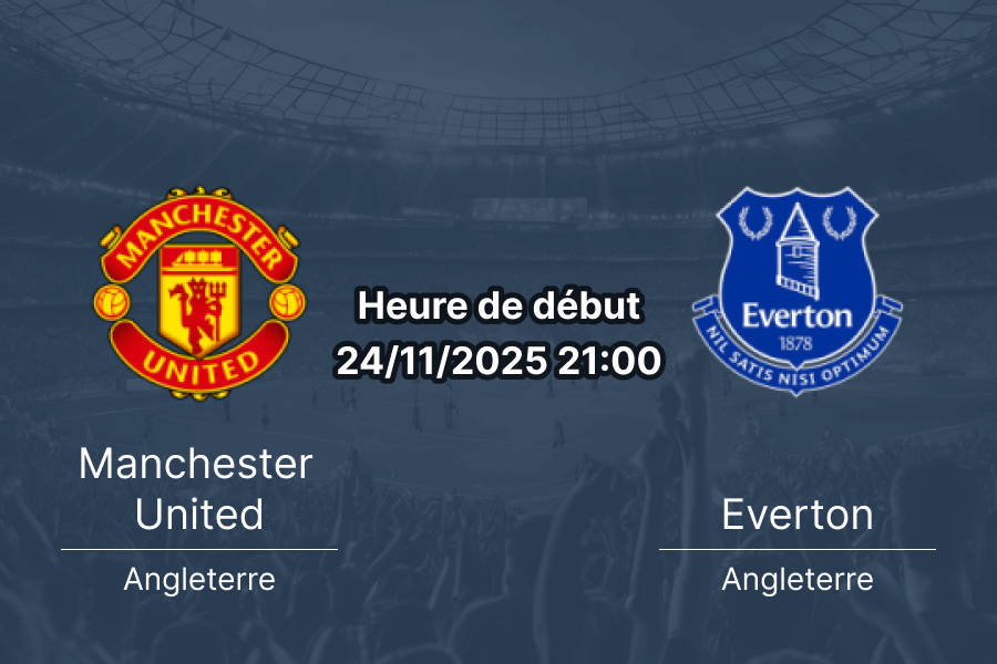Affiche du match Manchester United contre Everton à Old Trafford.
